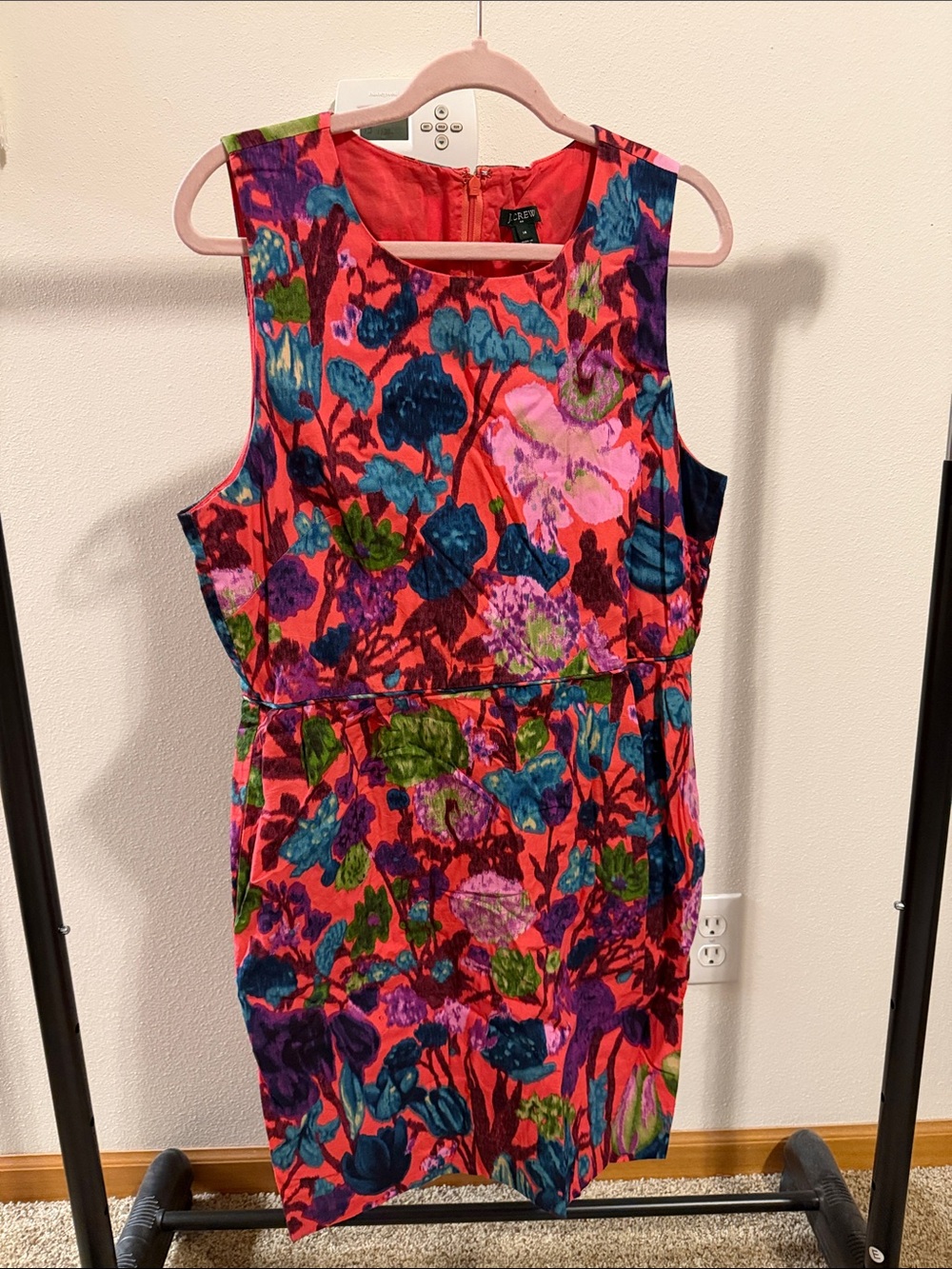 J Crew Floral Sheath Dress - Vibrant Red/Pink Multicolor